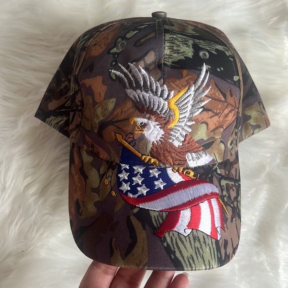 American flag and eagle camouflage baseball hat cap - Picture 6 of 13